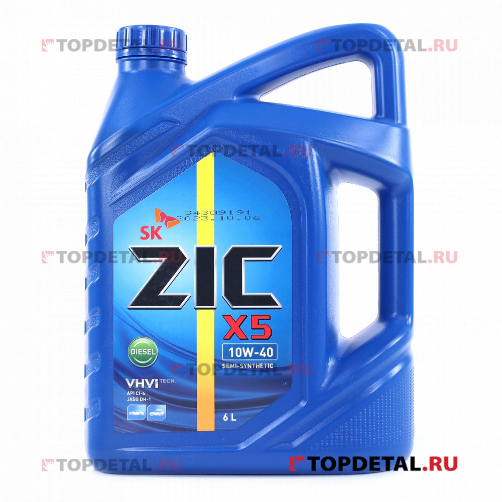 Масло ZIC X5 Diesel моторное 10W40 6 л CI-4/SL (полусинтетика)