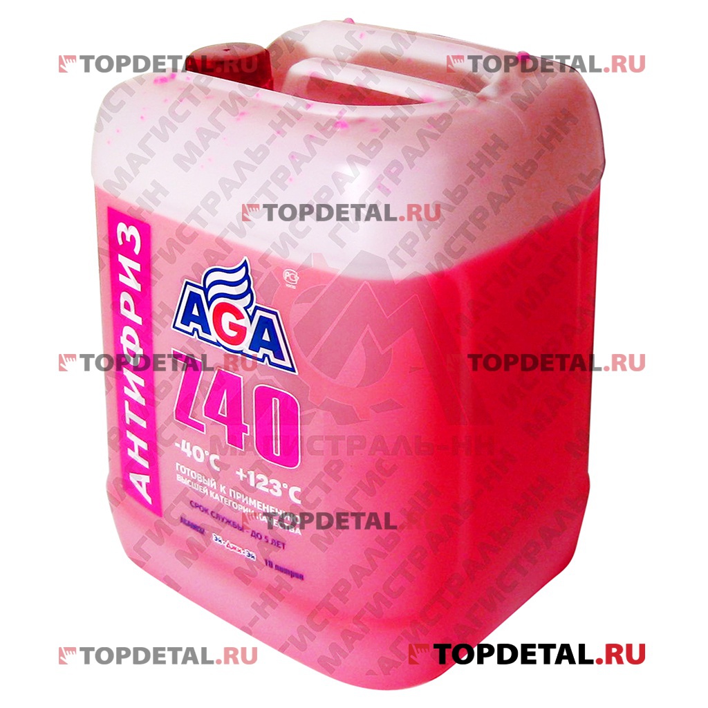 Жидкость охлаждающая "Антифриз" AGA Z-40 красный (-40) 10 л G12