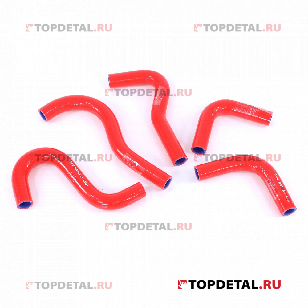 Патрубки отопителя Г-330232 "Бизнес", "Фермер" (к-т 5 шт) красный MVQ (ПТП)