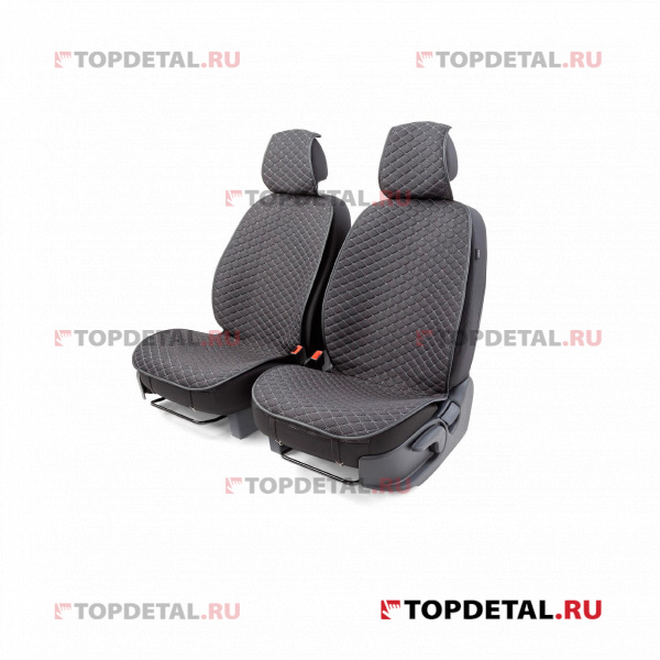 Накидки на сиденья передние Car Performance, 2 шт. fiberflax (лен) крупн.плетение (черный)