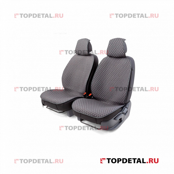 Накидки на сиденья передние Car Performance, 2 шт. fiberflax (мягкий лен) среднее плетение (серый/се