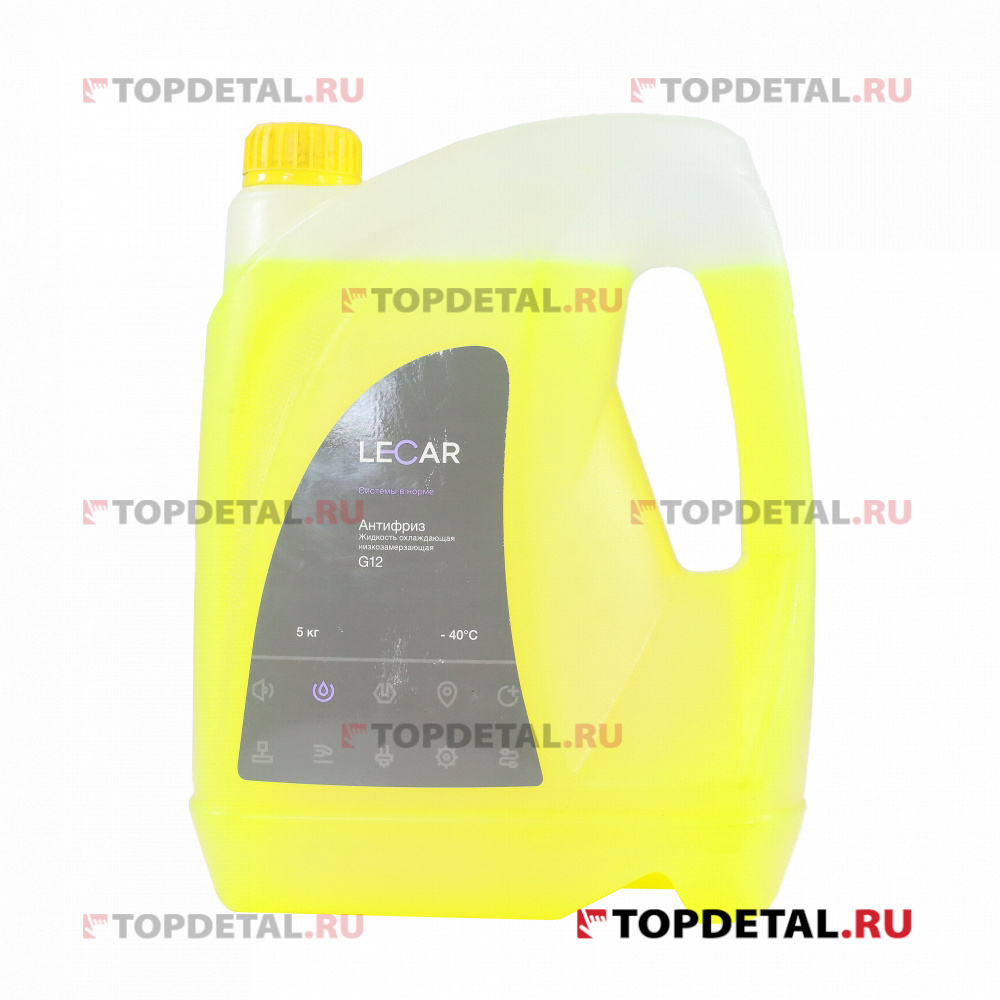 Жидкость охлаждающая "Антифриз" LECAR G12 (желтый), 5 кг., канистра