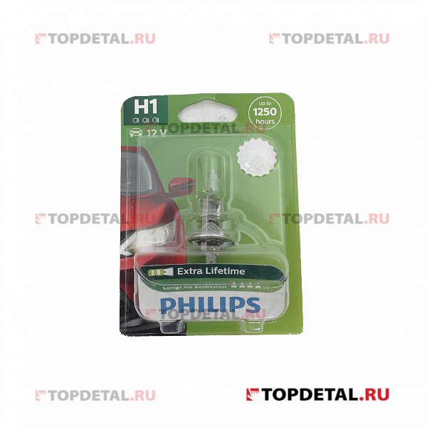 Лампа галогенная H1 12В- 55W (P14,5s) LongLife EcoVision блистер (1шт) (Philips)