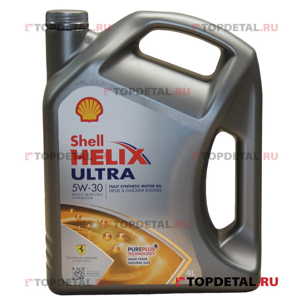 Масло Shell моторное 5W30 Helix Ultra SL/CF, A3/B3, A3/B4 4 л (синтетика)