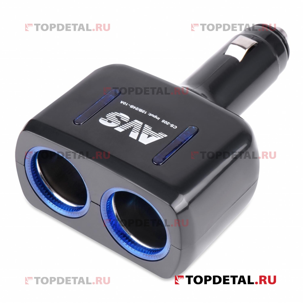 Разветвитель прикуривателя (двойник) AVS CS205 со светодиодной подсветкой