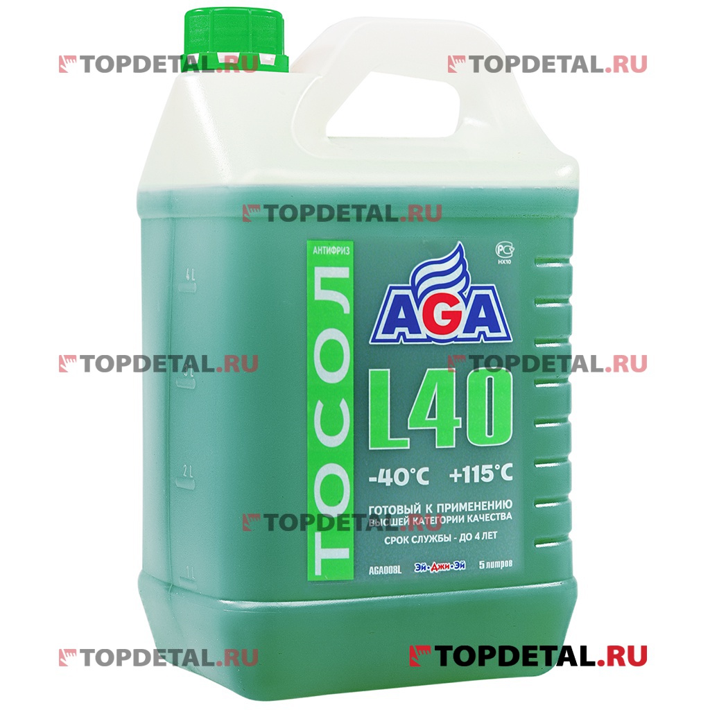 Жидкость охлаждающая "ТОСОЛ L40" AGA сине-зеленый 5 л G11