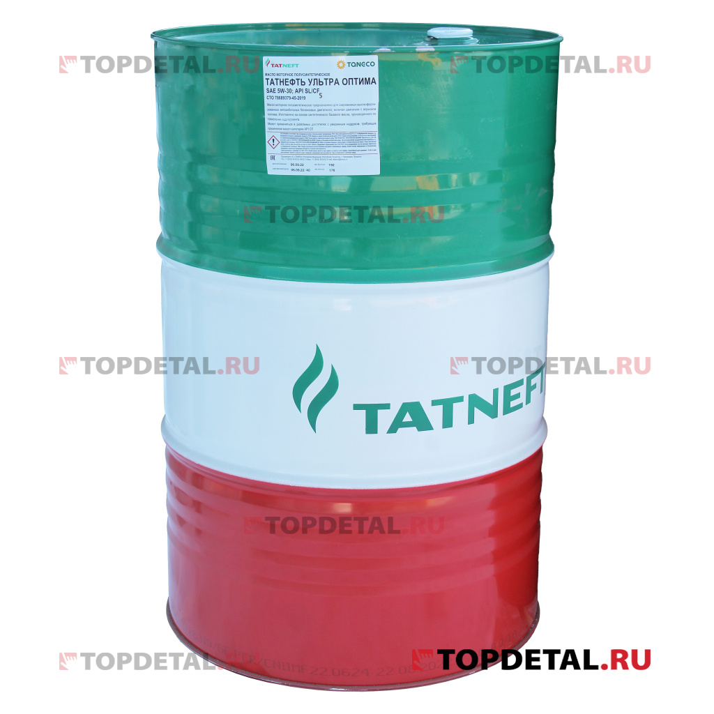 Масло Татнефть Ультра-Оптима моторное 5W30 (полусинтетика) 216,5 л SL/CF