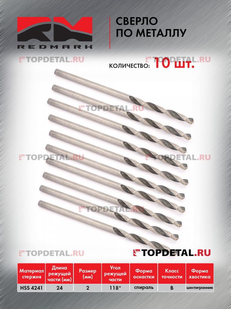 Сверло по металлу 2,0 мм "RedMark"