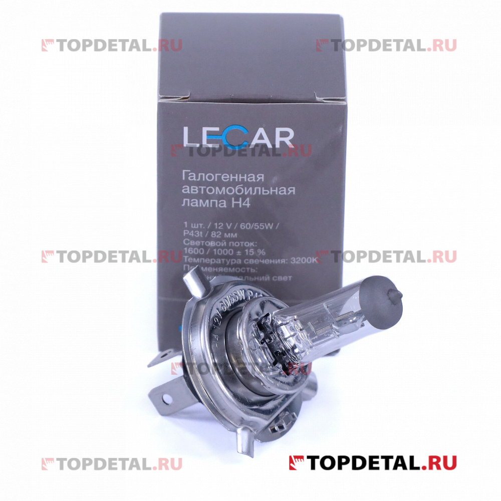 Автомобильная лампа LECAR H4 (12V, 60/55W, P43t), 1 шт.