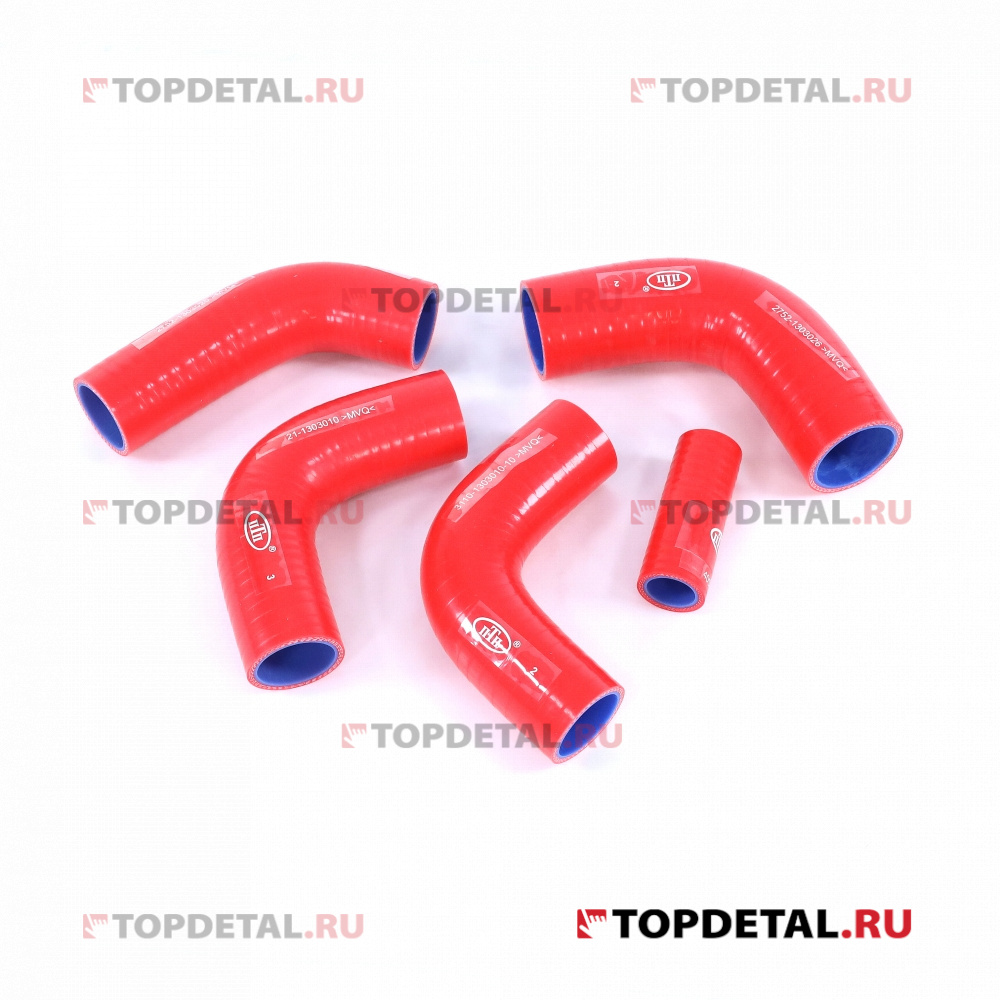 Патрубки радиатора Г-3302 дв.405 Евро-3 (к-т.5 шт) красный силикон 4 слоя ПТП64