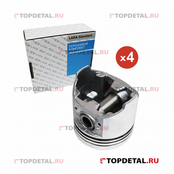 Комплект поршней 21011 (4 поршня + 4 пальца) ремонтный размер 80,0 ...