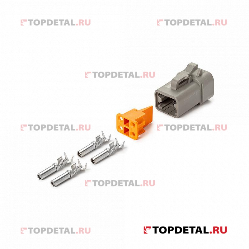 Разъем Deutsch DTP06-4S (4pin) 4 контакта под сечение провода 0.5-0.8 мм² для GAZ, КАМАЗ, МАЗ, УРАЛ,