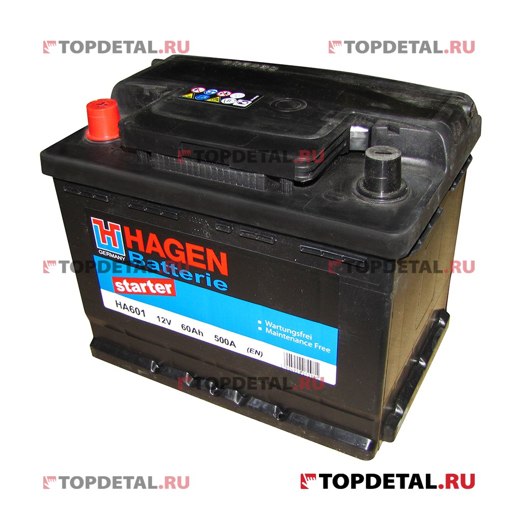 Аккумулятор 6СТ-60 HAGEN п.п. пуск.ток 500 А (242х175х190) B13 клеммы евро