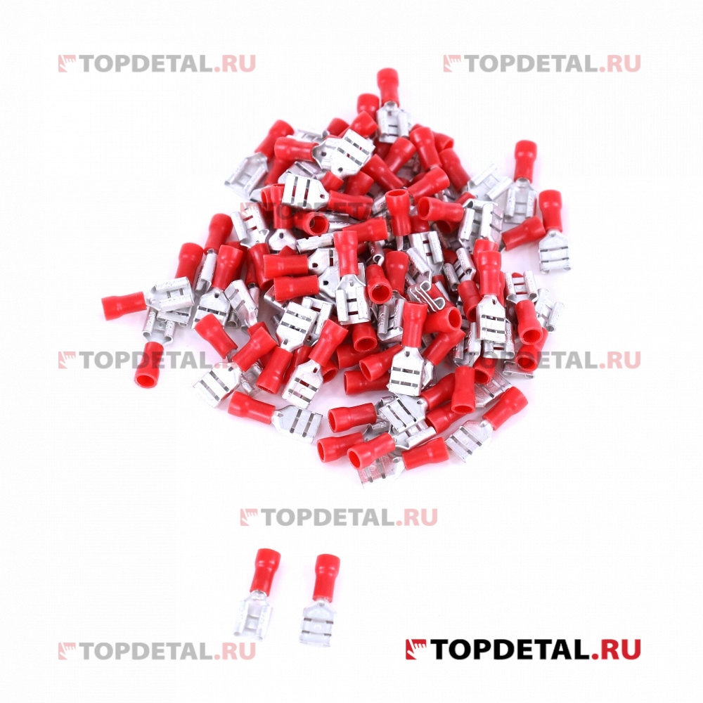 Клемма "мама" 6,3мм наруж. с изол. ПВХ (красн. луж) уп. 100шт
