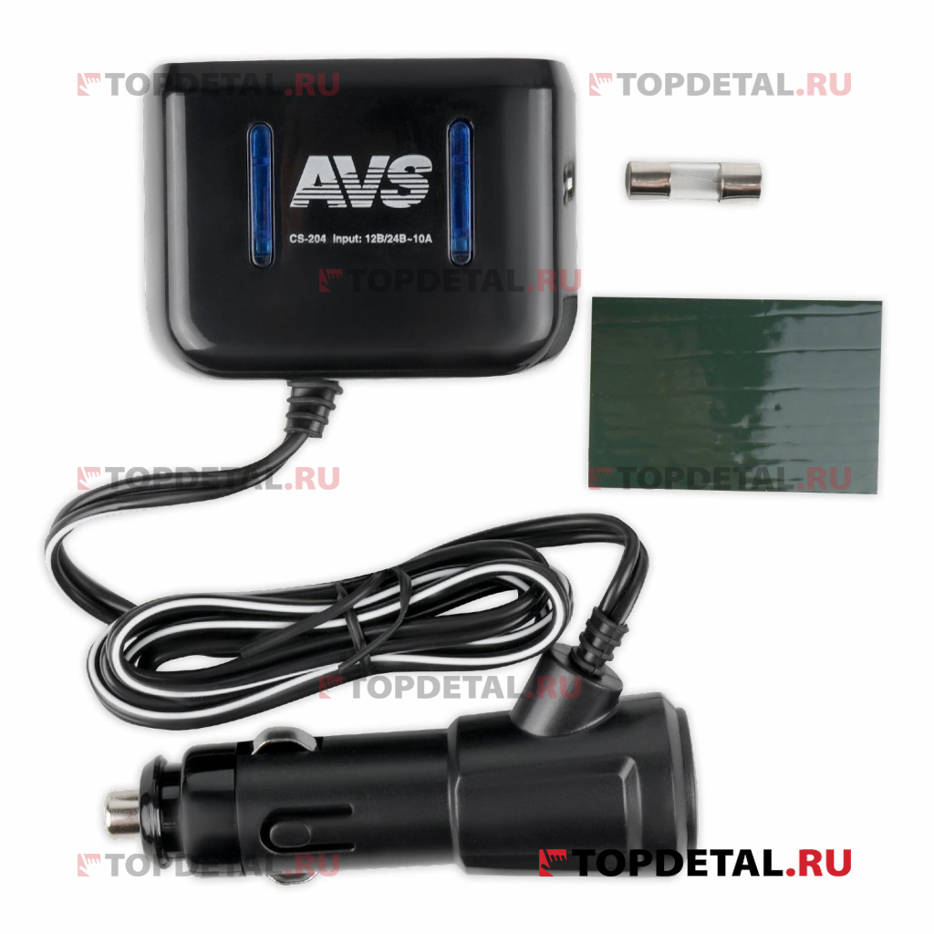 Разветвитель прикуривателя (двойник) AVS CS204 со светодиодной подсветкой