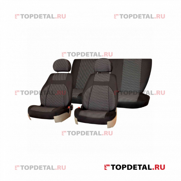 Чехлы сиденья LADA ВАЗ-2108/2113 1984-2013 Жаккард 8 предм. SKYWAY Темно-серый купить в интернет-магазине Topdetal.ru
