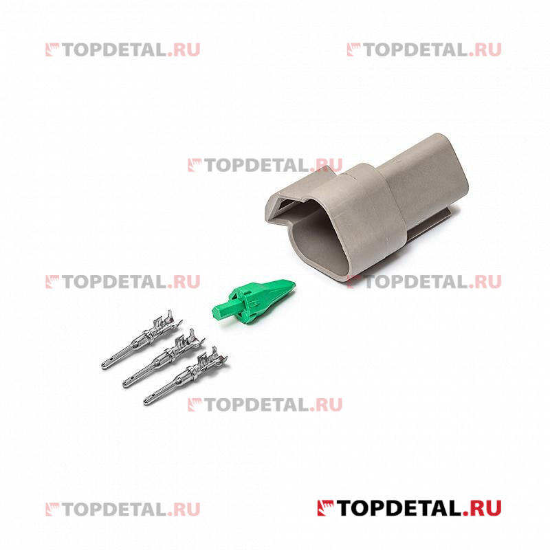 Разъем Deutsch DT04-3P (3pin) 3 контакта под сечение провода 0.5-0.8 мм² для ГАЗ, КАМАЗ, МАЗ, УРАЛ, 