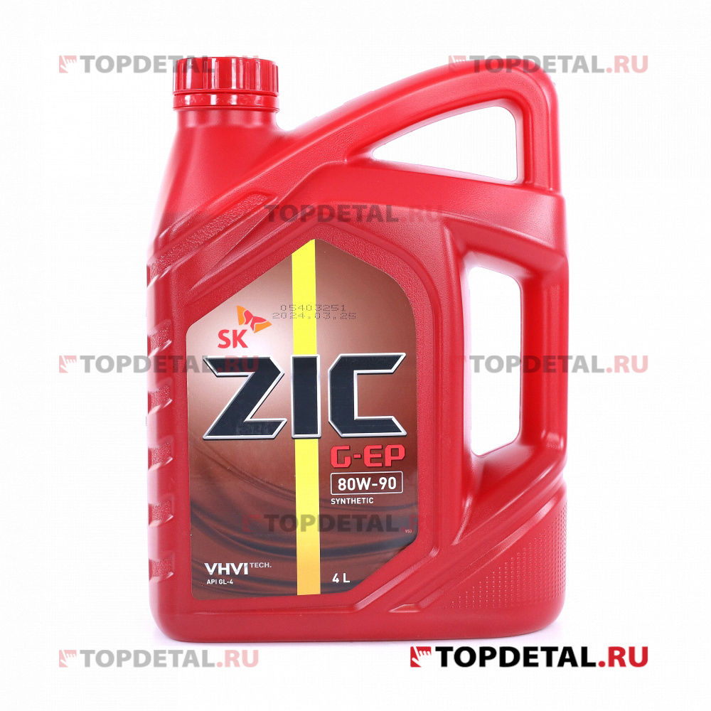 Масло ZIC трансмиссионное GEAR EP 80W90 (GL-4) (механич.КПП) 4 л 162625 ...