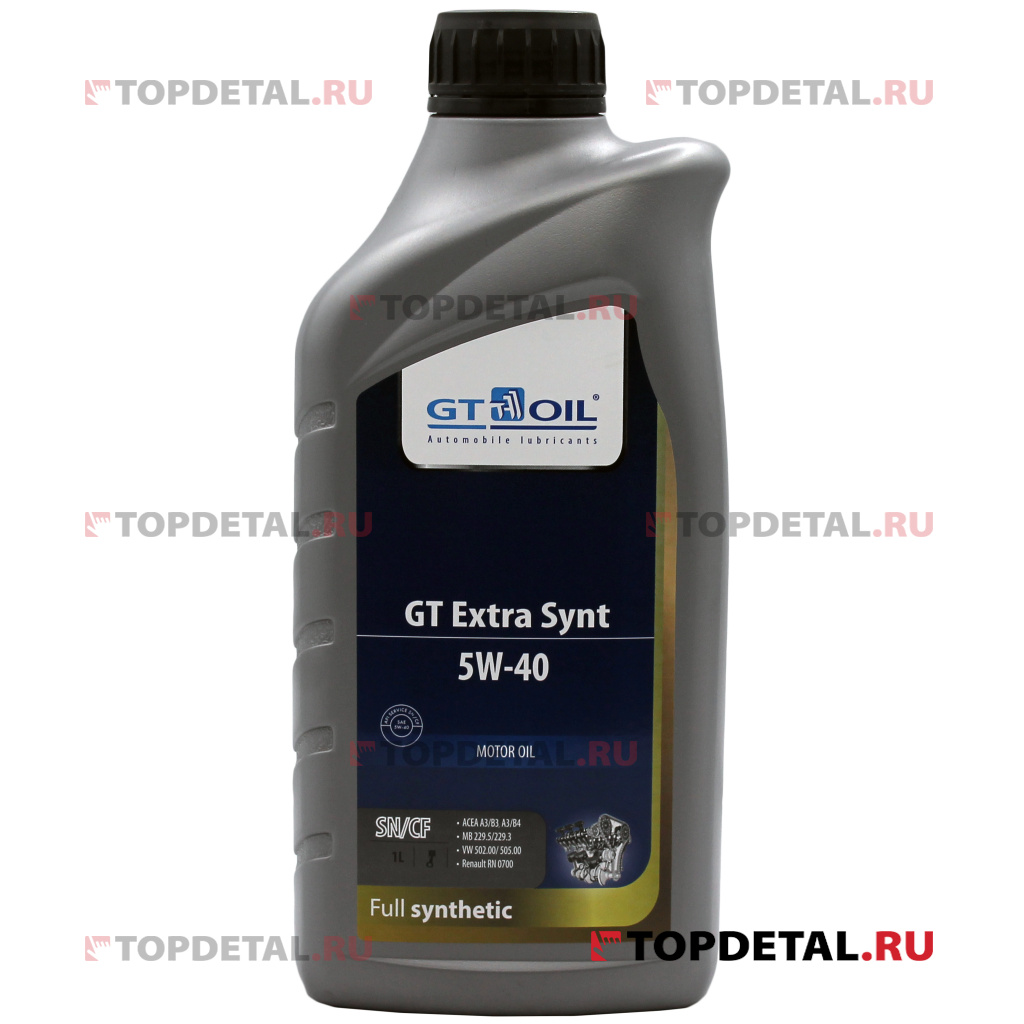 Масло GT OIL моторное Extra Synt, SAE 5W-40, API SN/CF 1л (синтетика)