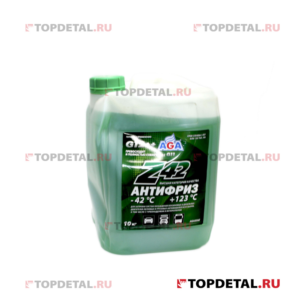 УЦЕНКА Жидкость охлаждающая "Антифриз" AGA Z-42 зеленый (-42) 10 л G48 (Вмятина)