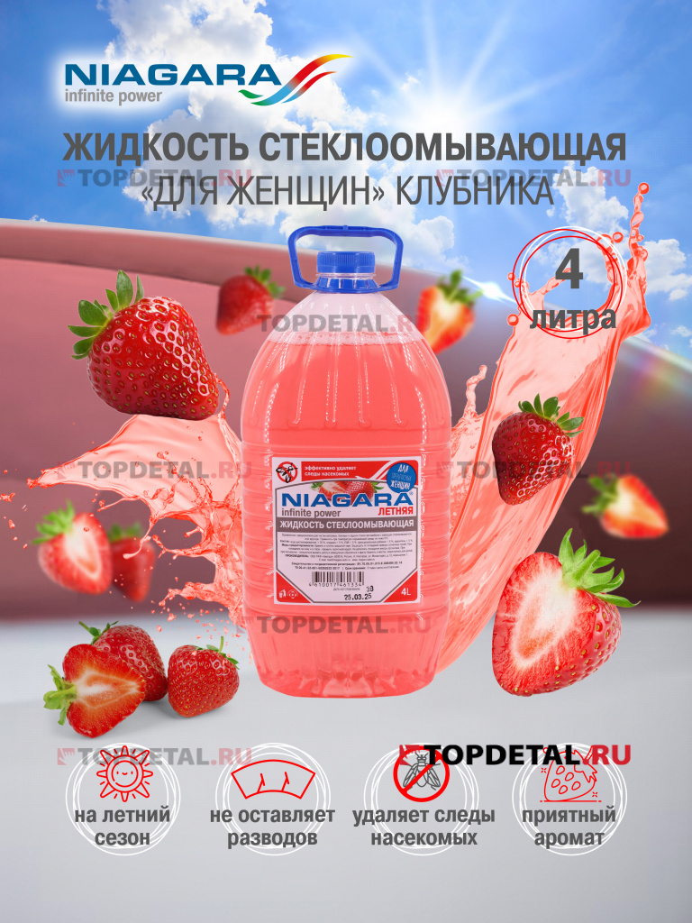Жидкость омывания стекол Ниагара 4 л "Для женщин" Клубника летняя