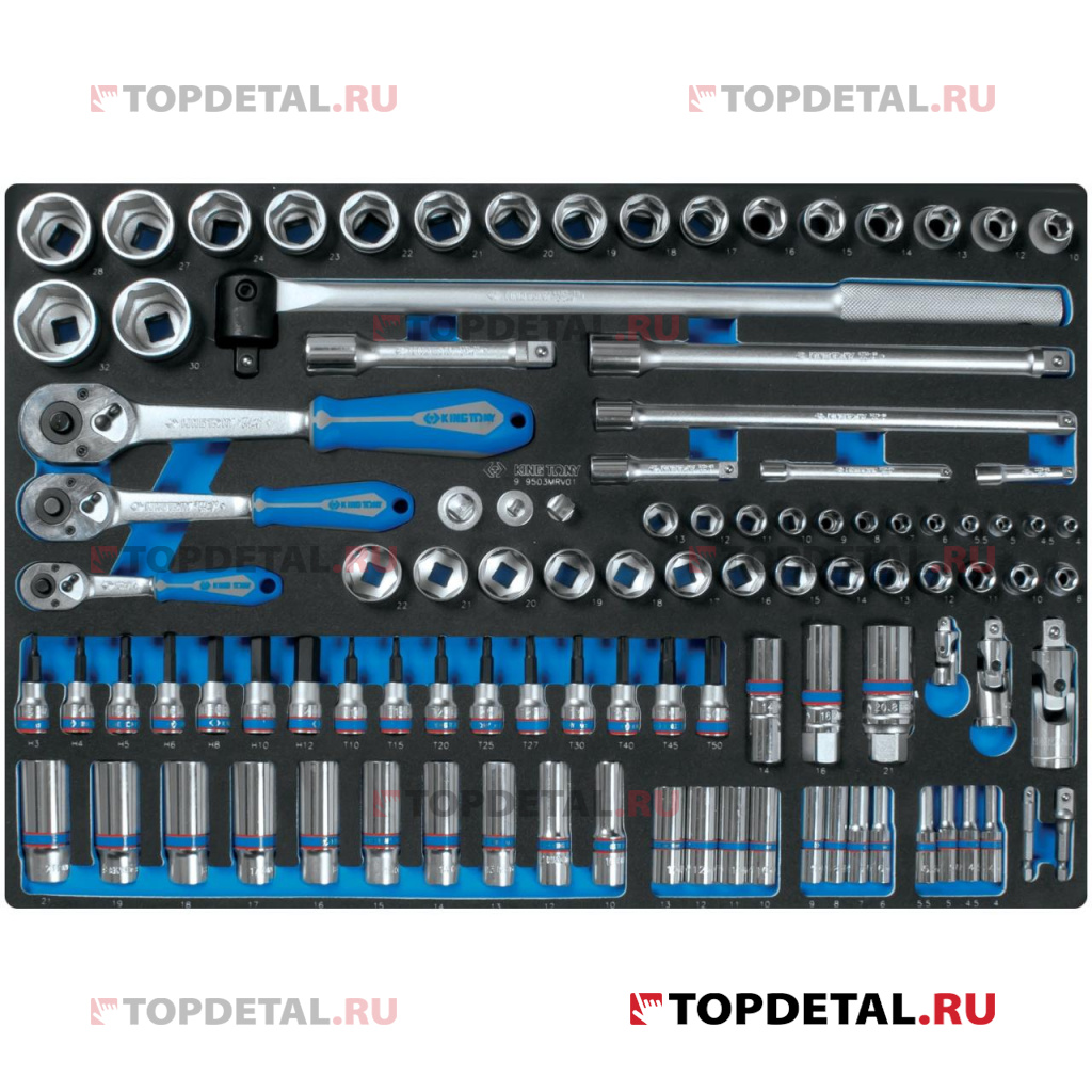 Набор головок 1/4", 3/8", 1/2" с принадлежностями, ложемент, 103 предмета KING TONY