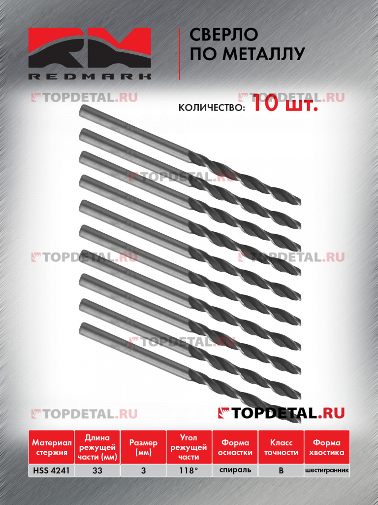 Сверло по металлу 3,0 мм "RedMark"