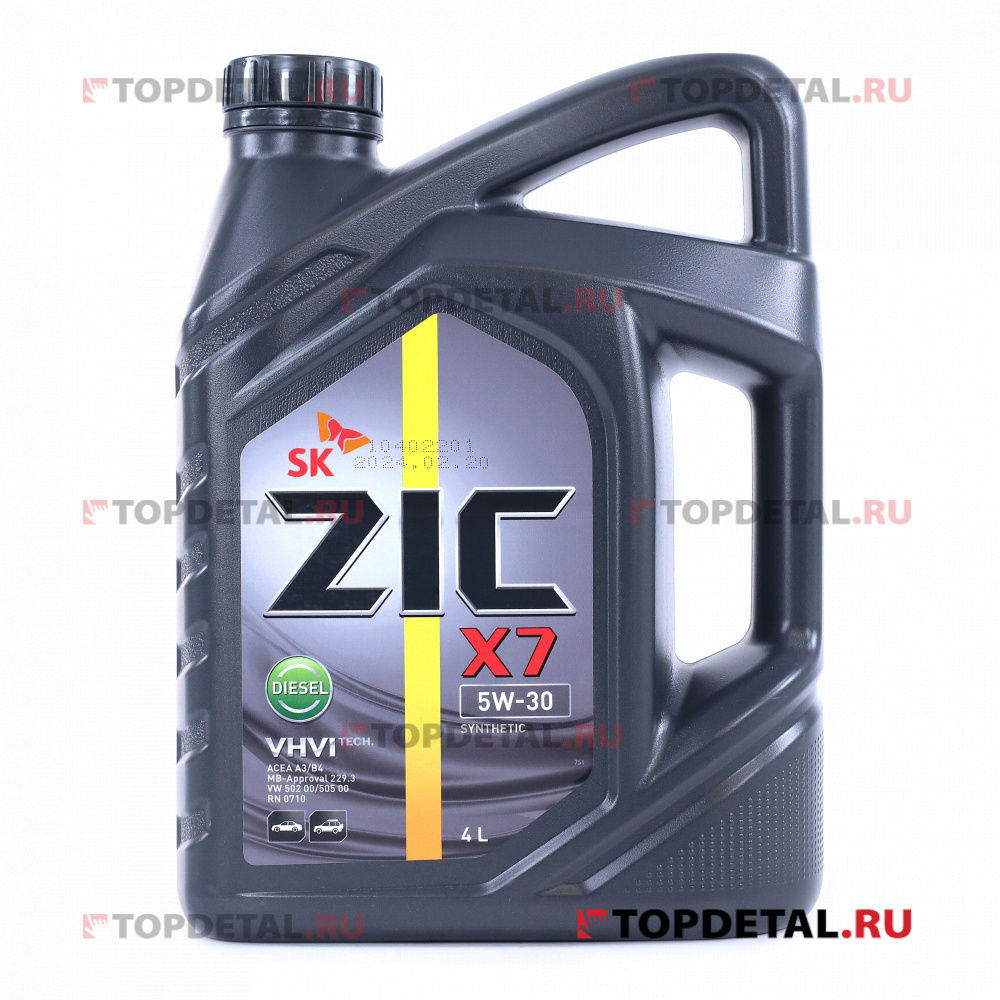 Масло ZIC X7 мотороне Diesel 5W-30  API SL/CF ACEA A3/B3/B4 синтетическое   4 л