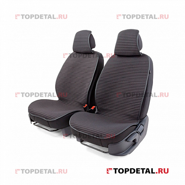 Накидки на сиденья передние Car Performance, 2 шт. fiberflax (лен) среднее плетение (черный)