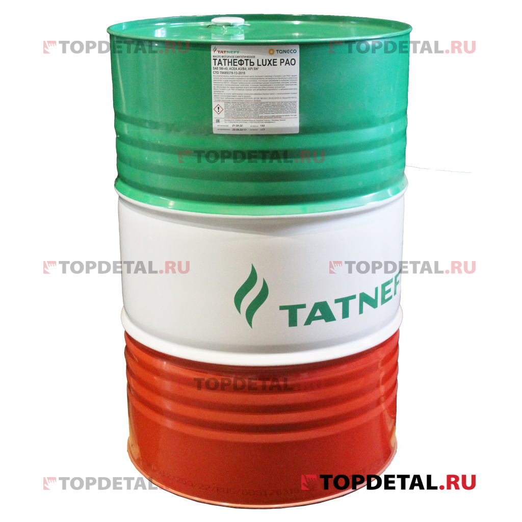 Масло Татнефть Luxe PAO моторное 5W40 (синтетика) 216,5 л SN 4650229681403 купить в интернет-магазине Topdetal.ru