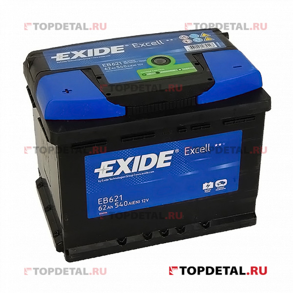 Аккумулятор 6СТ-62 EXIDE EXCELL п.п. пуск.ток 540 А (242х175х190) B13 клеммы евро EB621
