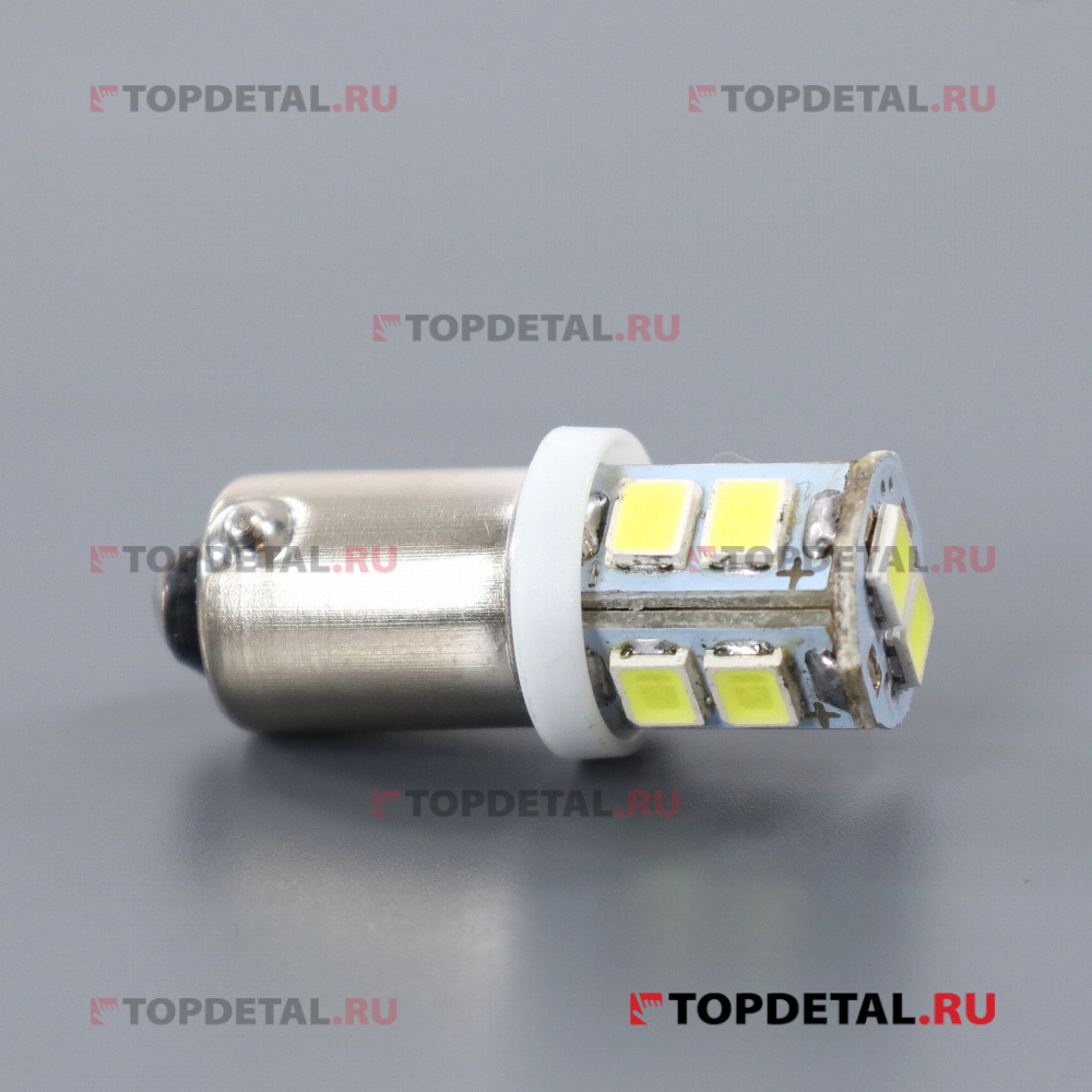 Лампа светодиодная T8,5(T4W) 12V 10 SMD диодов с цоколем BA9S 1-контактная Конус Белая 