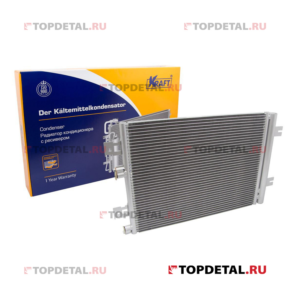 Радиатор кондиционера с ресивером Lada Largus (12-) 1.6i 16V/Renault Logan (08-) KRAFT