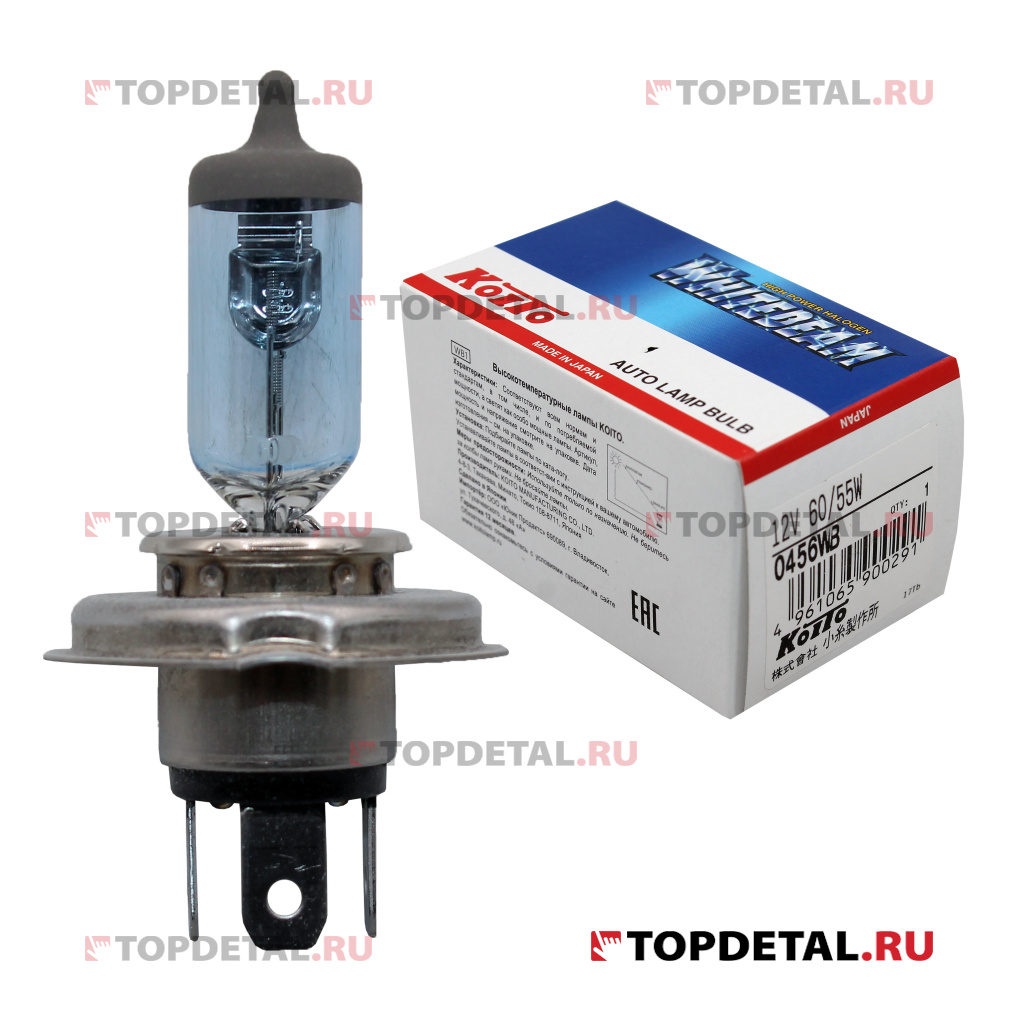 Лампа галогенная H4 12V 60/55W T16 Koito 0456WB купить в интернет-магазине  Topdetal.ru