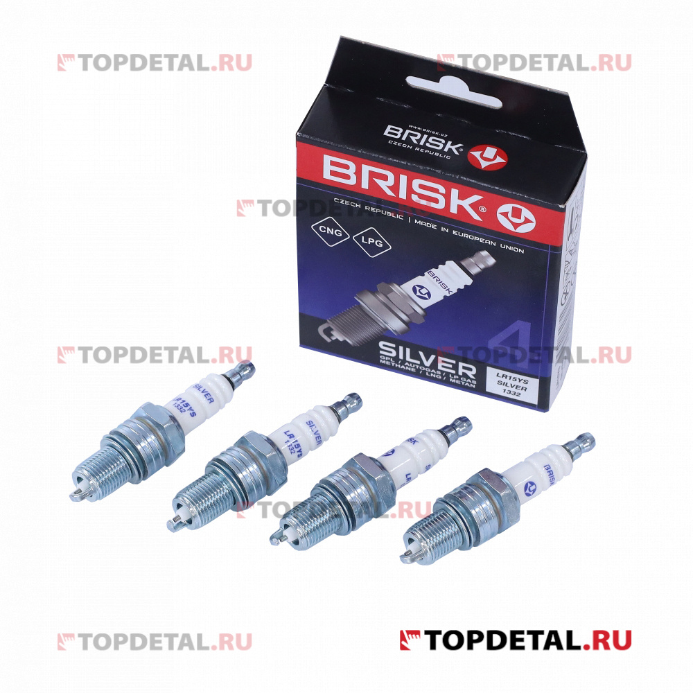 Свеча Brisk ВАЗ-2101-10 SILVER-LPG (прим. для газ.оборуд. сер.эл., резистор, бл.4 шт) (W7DSR) LR15YS-N купить в интернет-магазине Topdetal.ru