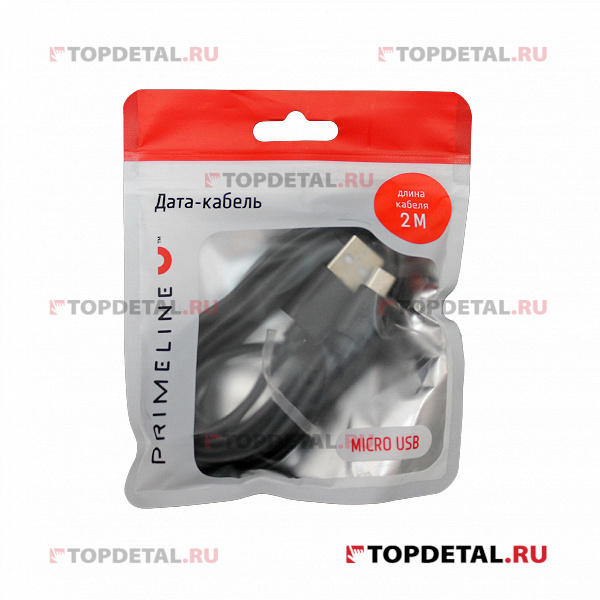 Дата-кабель USB - micro USB, 2м, черный, Prime Line Deppa