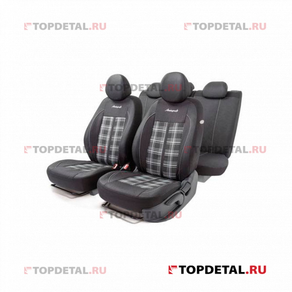 Чехлы на сиденье универсальные Polo GTi жаккард, 3D крой (11 предметов) (чёрн./серый)