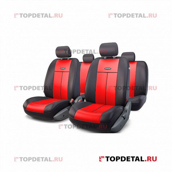 Чехлы на сиденья универсальные "ТТ" полиэстер (черный/красный) (к-т 9пр) M
