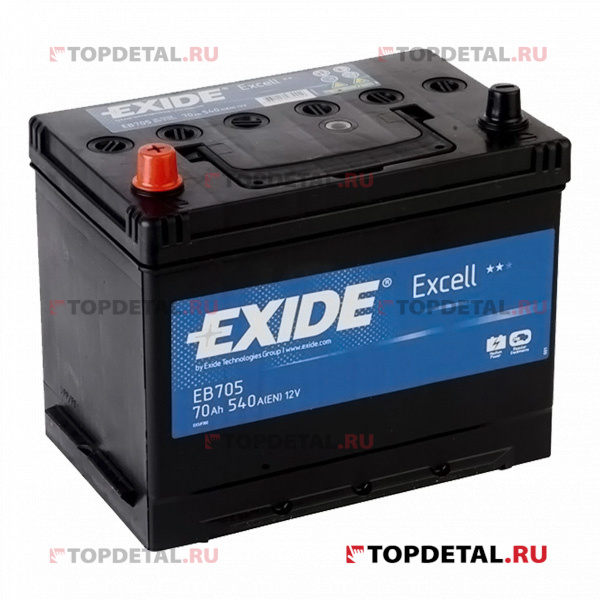 Аккумулятор 6СТ-70 EXIDE EXCELL п.п. пуск.ток 540 А (266х172х223) B9 клеммы евро EB705