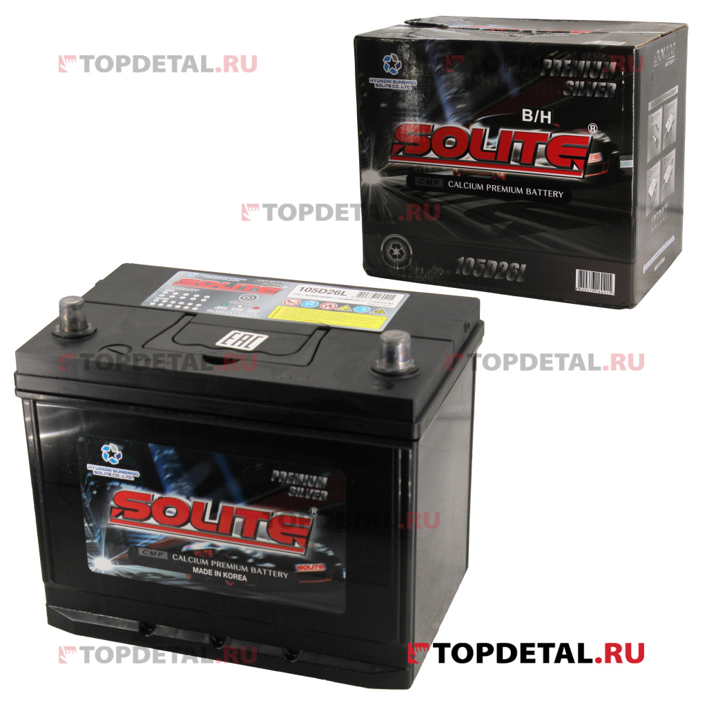 Аккумулятор 105D26L B/H SOLITE о.п.пуск.ток 710А (260х168х200),борт,клеммы евро