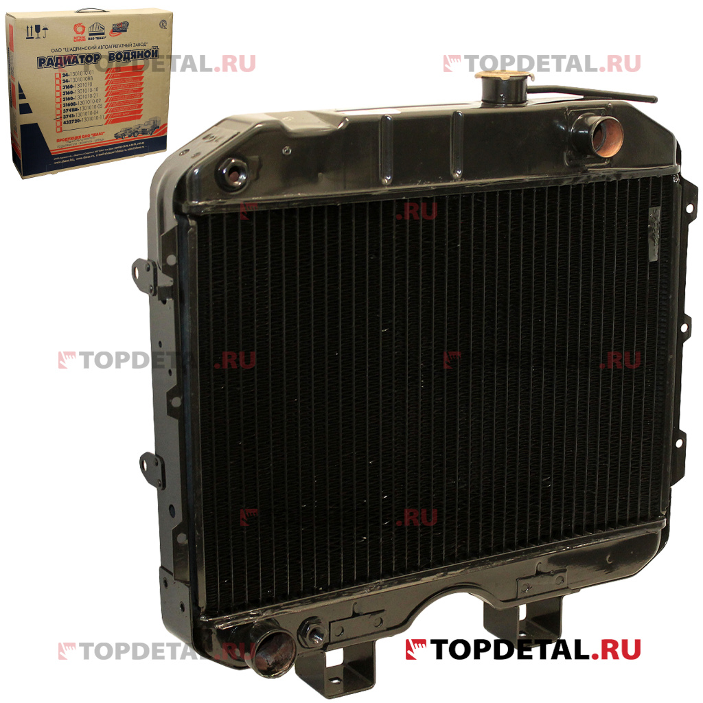Радиатор охлаждения (3-рядный) УАЗ-452, 469  медный 90 л.с. Шадринск