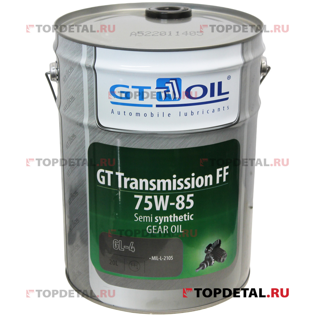 Масло GT OIL трансмиссионное Transmission FF, SAE 75W-85, API GL-4, 20 л (Полусинтетика)
