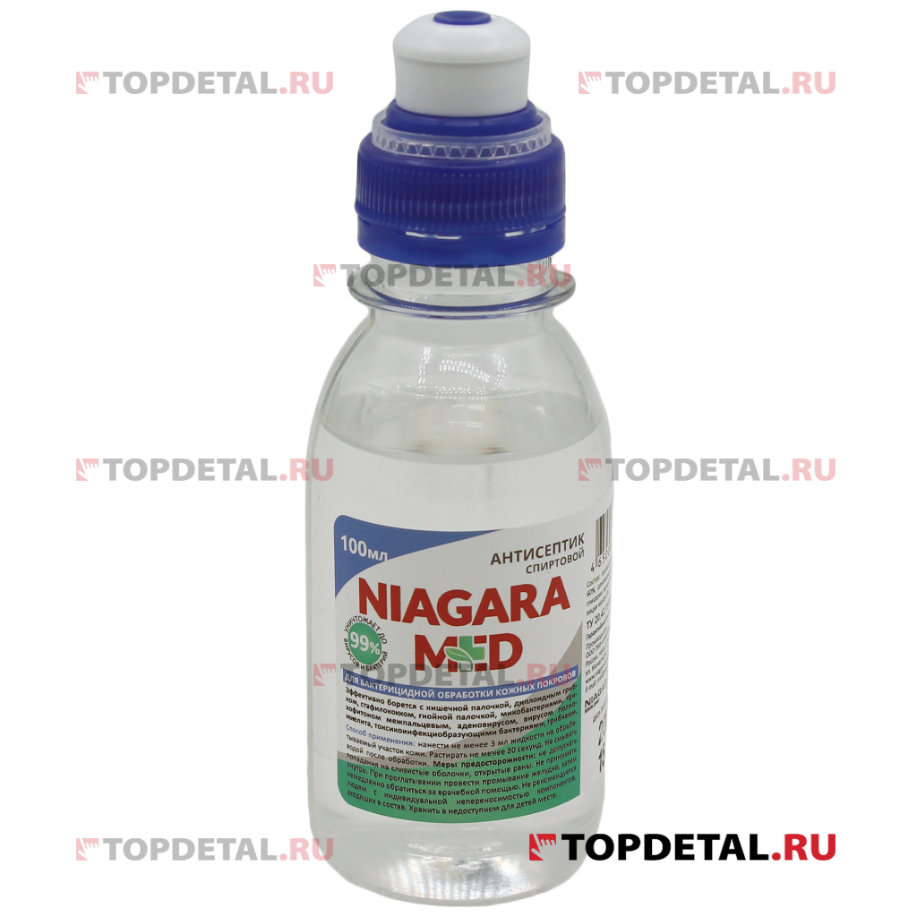 Антисептик спиртовой для рук "NIAGARA MED", 0.1 л, ПЭТ с дозатором СПОРТ