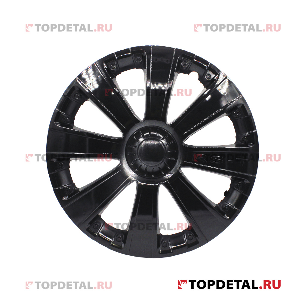 УЦЕНКА Колпак колеса R15 RS-T черный глянец (пруж) кт 4 шт. (2+2) REDMARK (отломана лапка)
