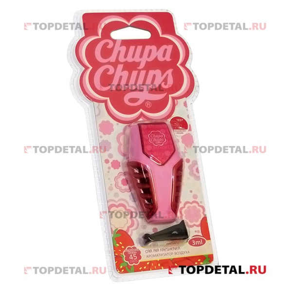 Ароматизатор "Chupa Chups" на дефлектор, мембранный, гелевый "Клубника со сливками" 