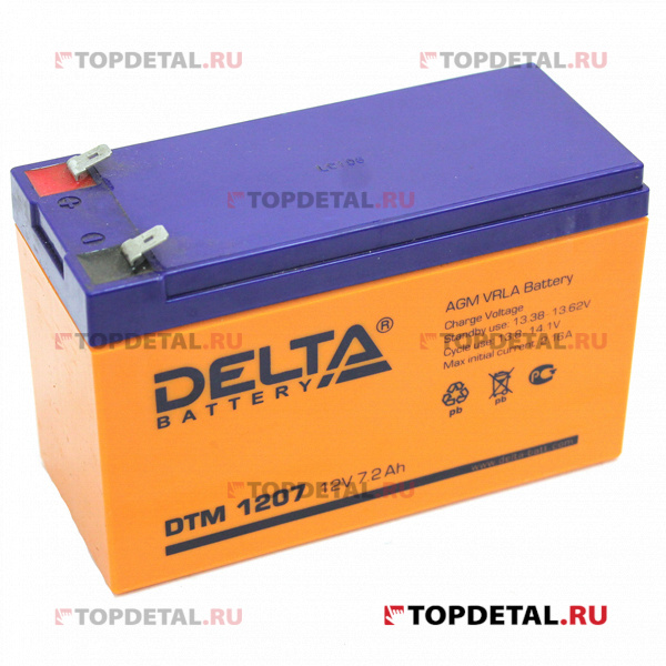 Аккумулятор 12СТ-7 DELTA DTM п.п. пуск. ток 105 А (151*65*94)