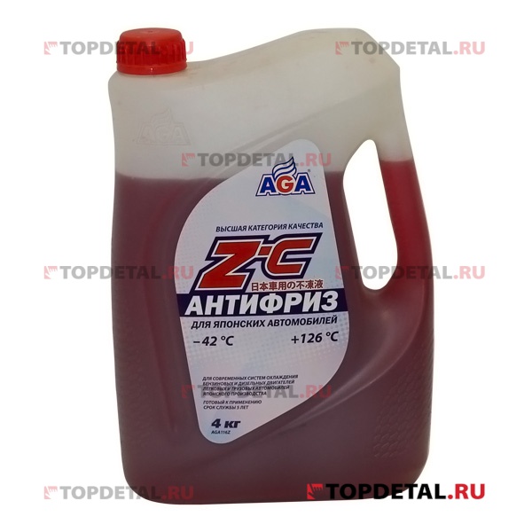 Жидкость охлаждающая "Антифриз" AGA красный (-42) для японских автомобилей 4 л