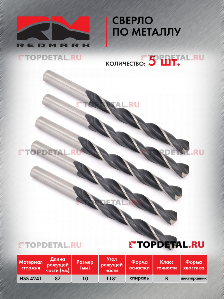 Сверло по металлу 10,0 мм "RedMark"