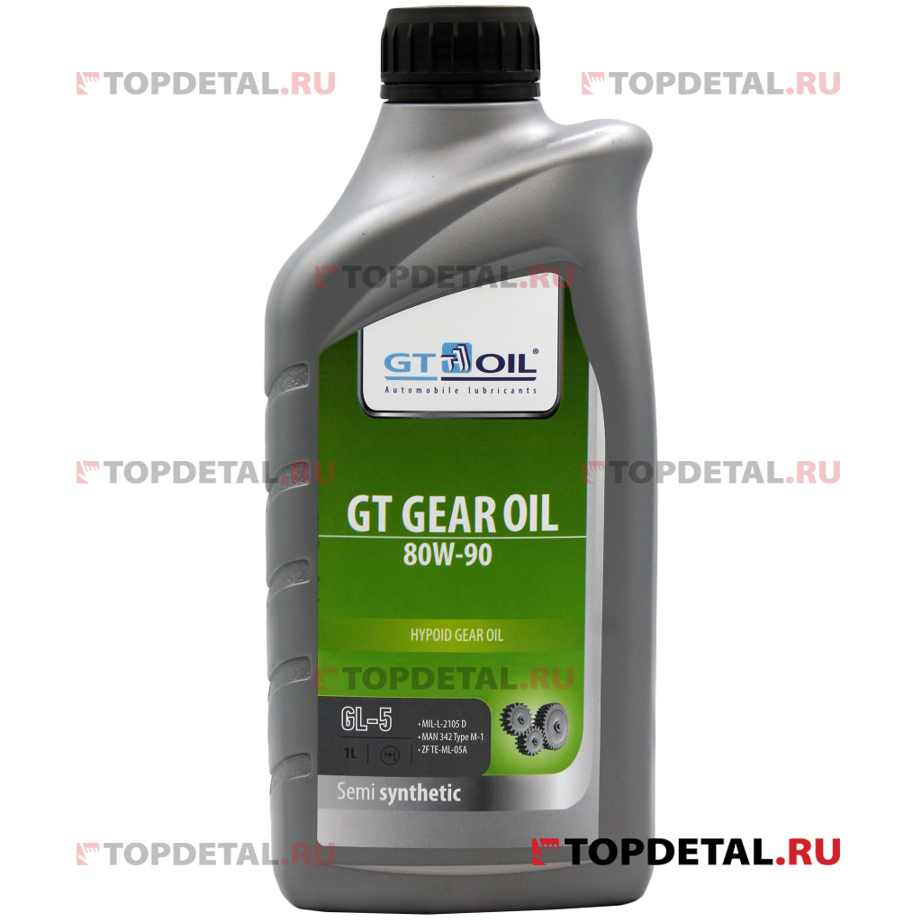 Масло GT OIL трансмиссионное Gear Oil, SAE 80W-90, API GL-5, 1 л (Полусинтетика)