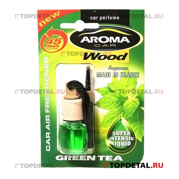 Ароматизатор Aroma Car Wood "Зеленый чай" флакон с деревянной крышкой
